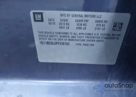 2015 Chevrolet Malibu Ls from USA, damaged, VIN 1G11B5SL2FF338159